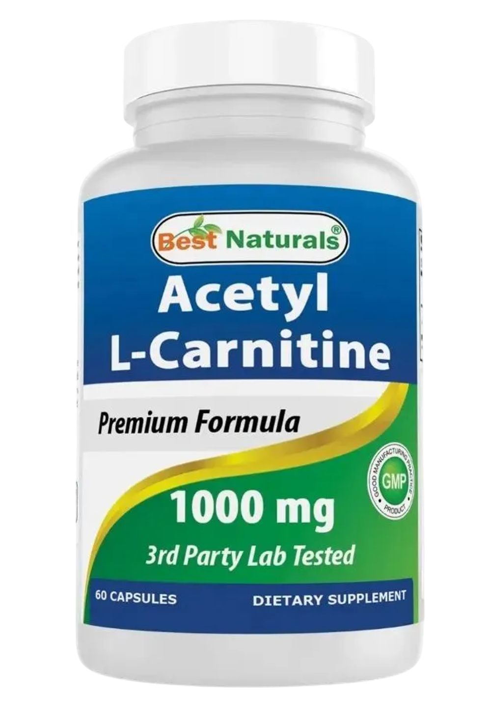 Best Naturals Acetyl L-Сarnitine (ALC) 1000 мг 60 капсул, Карнитин !!!Срок 08.2025