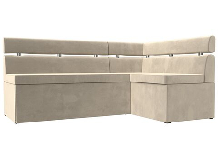 Диван кухонный угловой Классик правый угол, Бежевый, Микровельвет, 117983