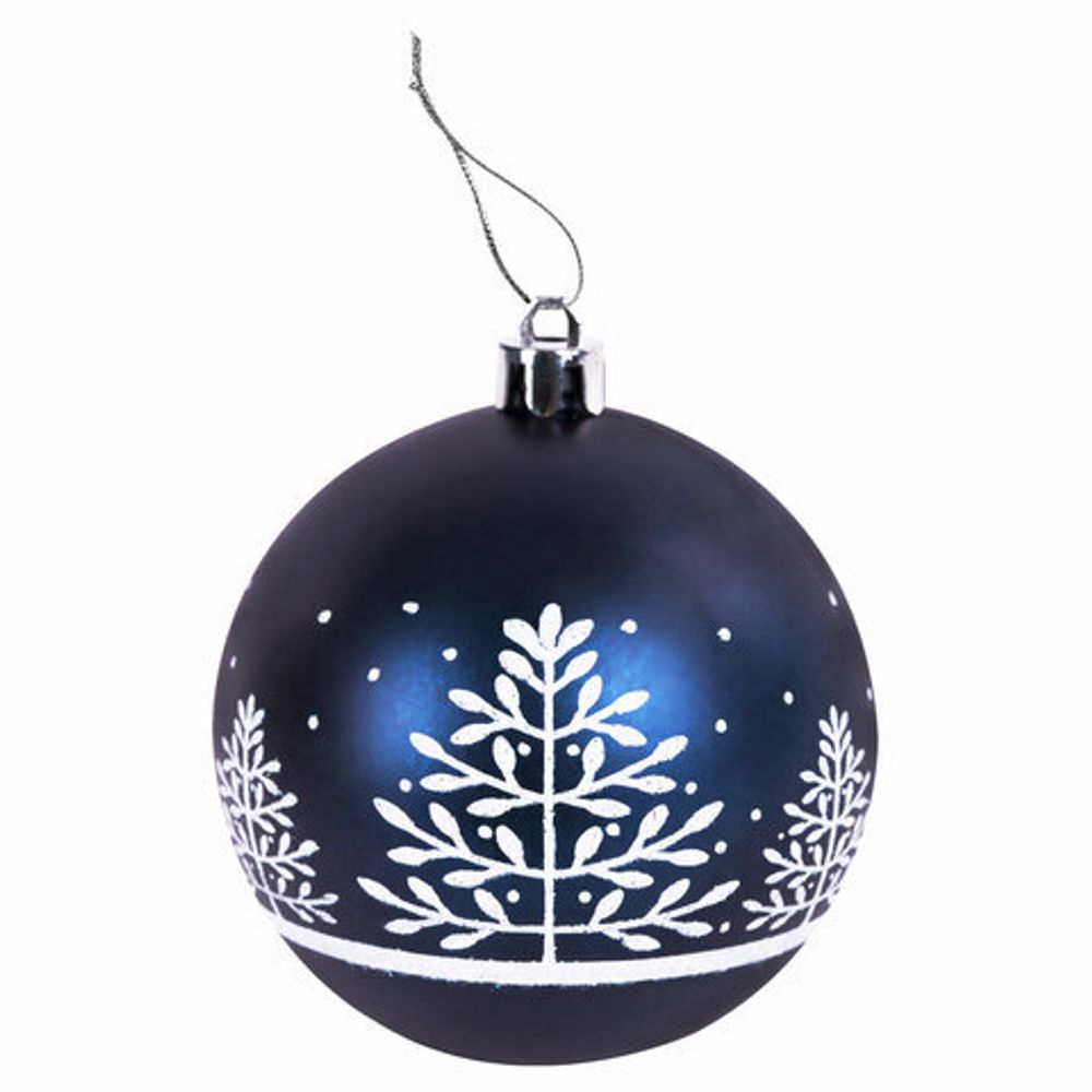 Шары ёлочные 6 шт., 8 см, "Blue Forest", пластик, цвет: темно-синий/белый, ЗОЛОТАЯ СКАЗКА, 591991