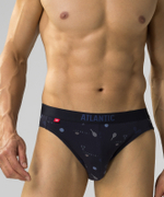 Мужские трусы слипы спорт Atlantic, набор 3 шт., хлопок, темно-синие, 3MP-171