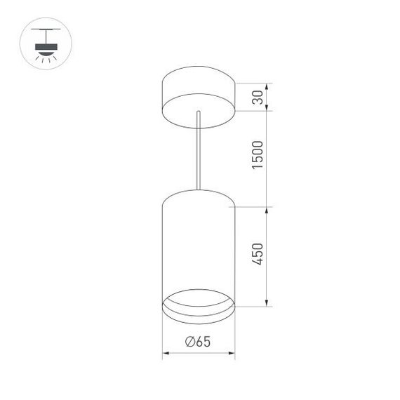 Корпус подвесного светильника Arlight SP-Polo-Hang-Long450-R65 024441(1)