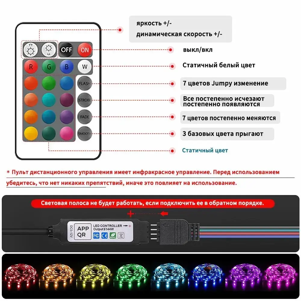 Светодиодная умная световая лента с дистанционным управлением RGB5050 DIY инфракрасная Bluetooth-световая лента 16 ламповых бусин/метр 10 м
