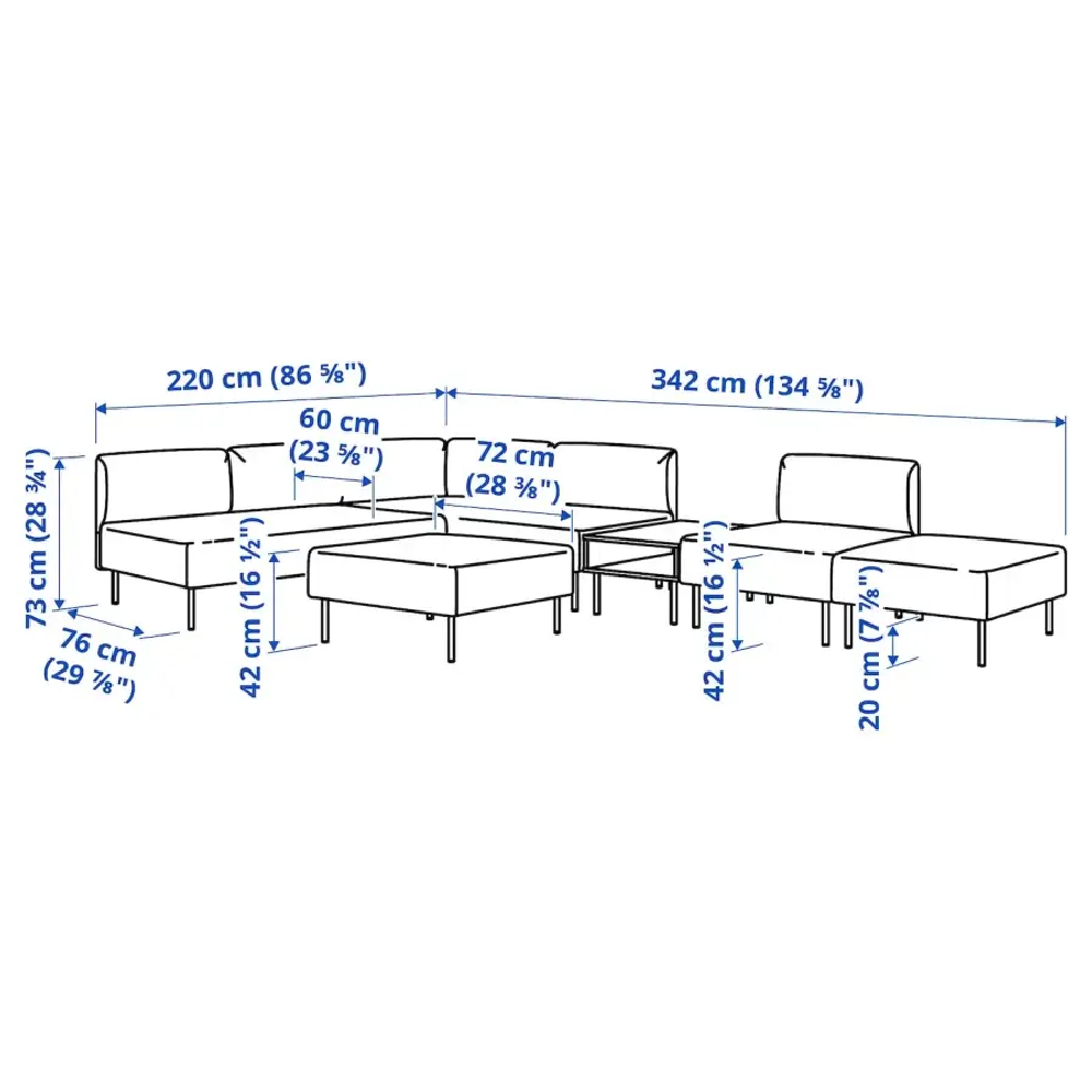 LILLEHEM 6-местный диван-модуль с приставным столиком ИКЕА