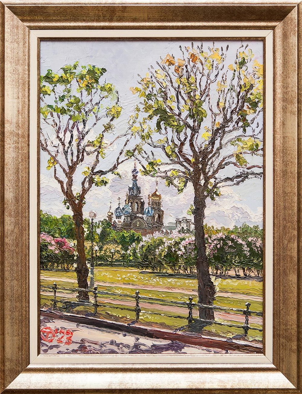 Картина маслом "Вид на Храм Спаса-на-Крови" Опритова