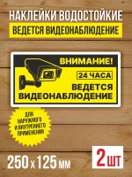 Наклейка Ведется видеонаблюдение виниловая 250х125 мм 2 шт