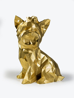 Статуэтка собаки породы Йорк (York dog) полигональная 210мм, 3D печать, золотой
