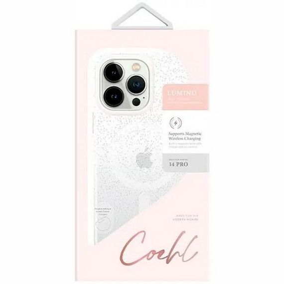 Чехол Uniq COEHL Lumino MagSafe для iPhone 14 Pro (IP6.1P(2022)-LUMSSIL) сверкающее серебро (Sparkling Silver)