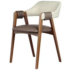 Стул Heron, орех, бежевое букле, коричневая экокожа