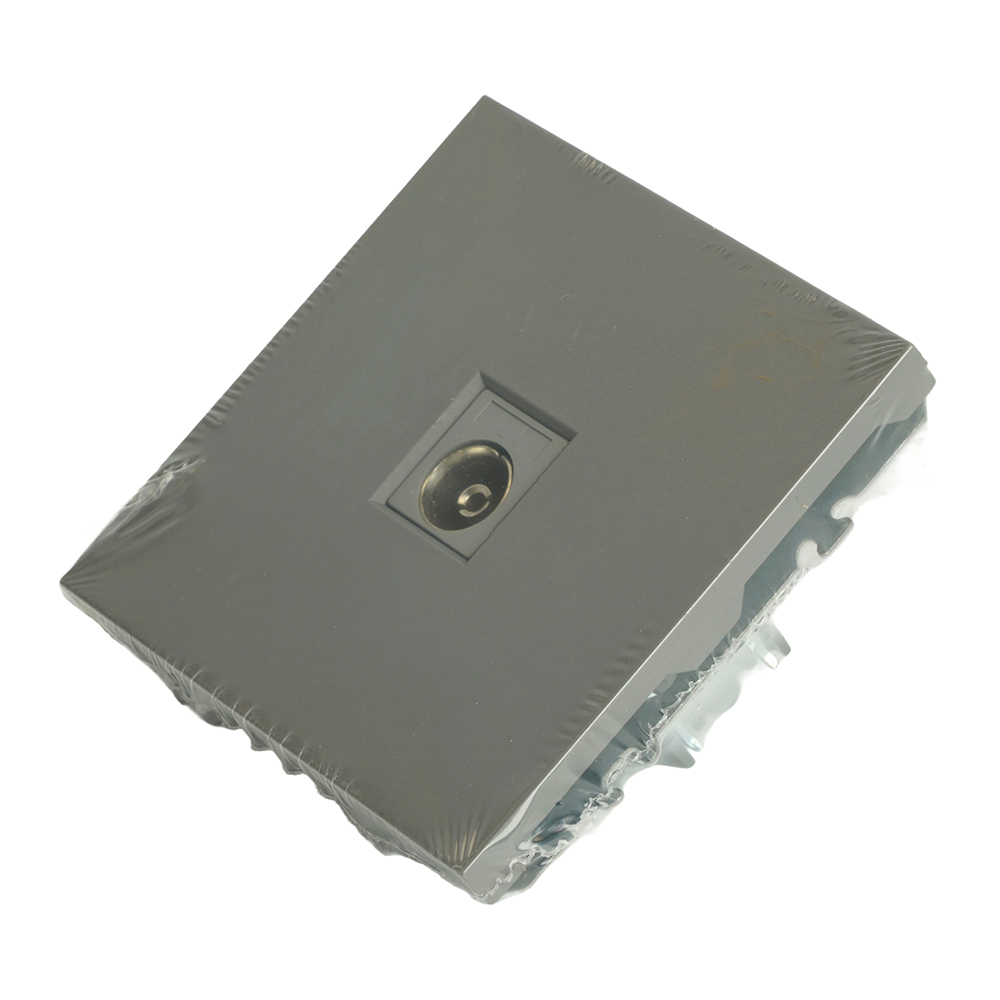 Розетка телевизионная 1-местная (механизм), STEKKER, 75 Ом, 5-862МГц, серия Эмили, RST00-5108-10, платиново-серый, soft touch 49953