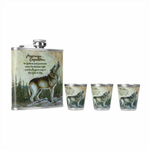 Набор Guotai Волк (фляжка 210 мл + 3 стопки) (А01)