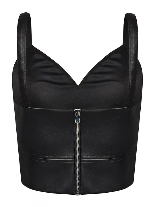 Топ из эко-кожи черный