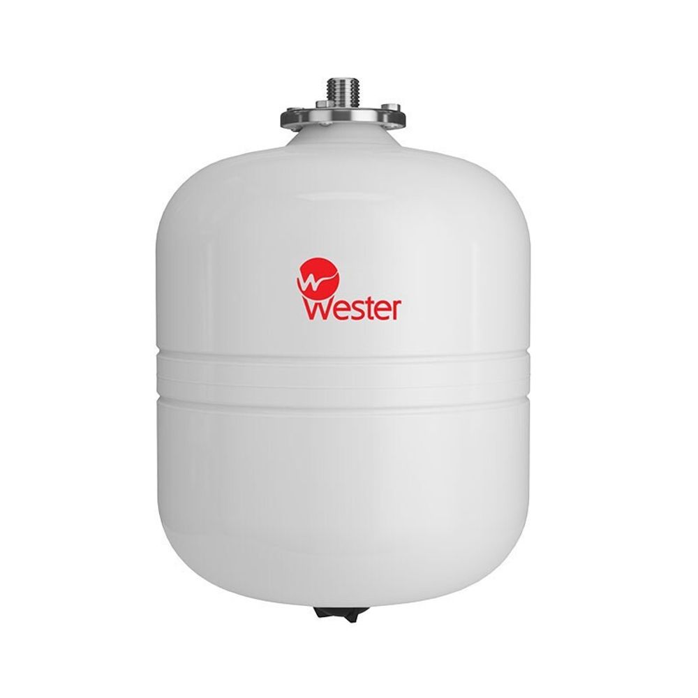 Бак расширительный WESTER WDV Premium объём 18л, DN 20, PN 12, для ГВС, гелиосистемы, вертикальный, резьбовое-НР, G-3/4&#39;&#39;, без опор с контрфланецем из нержавеющей стали, белый, Россия