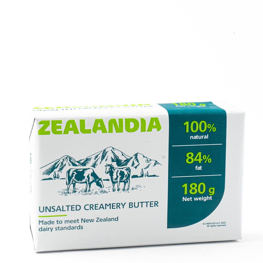 Масло сладко-сливочное несолёное 84%, Zealandia, 180 г