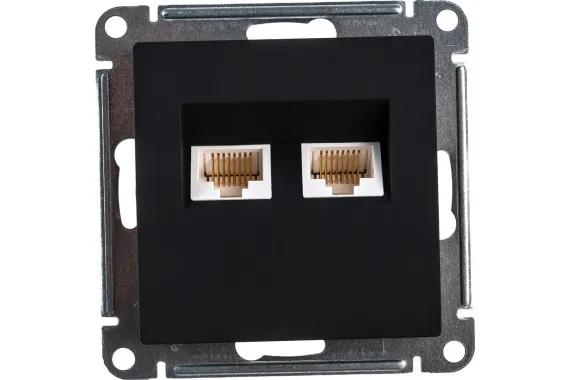 Розетка RJ45 Systeme Electric ATLASDESIGN двойная карбон 36219