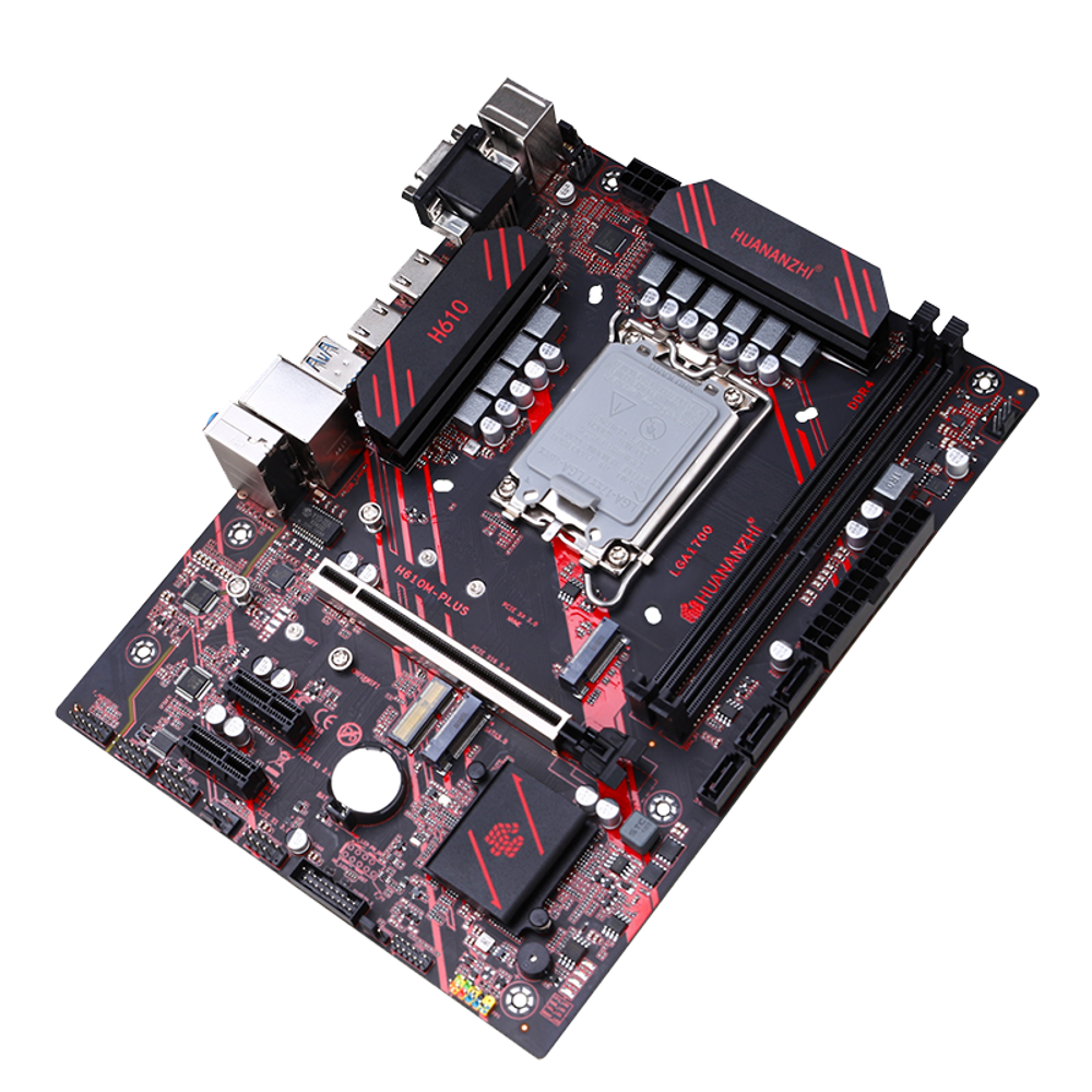 Материнская плата HUANANZHI H610M-PLUS, Socket1700, mATX, Retail, 2xDDR4, PCIe5.0, 1xM.2, GLAN, M.2 WiFi, PS2, 6xUSB2, 4xUSB3, VGA, 2xHDMI, DP (HNZ-H610M-PLUS)