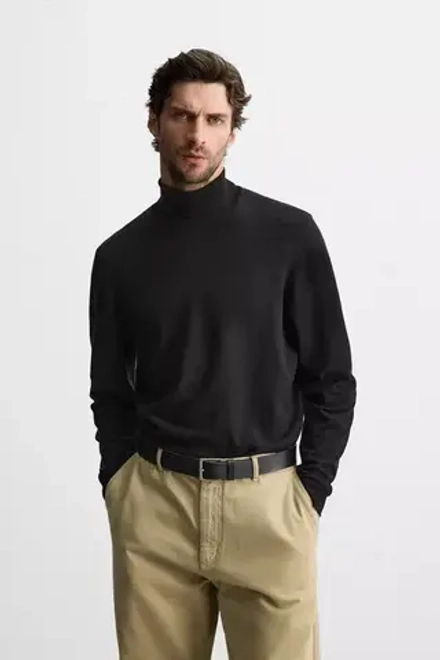 ZARA СВИТЕР ИЗ СМЕСОВОЙ ВИСКОЗЫ, ЧЕРНЫЙ