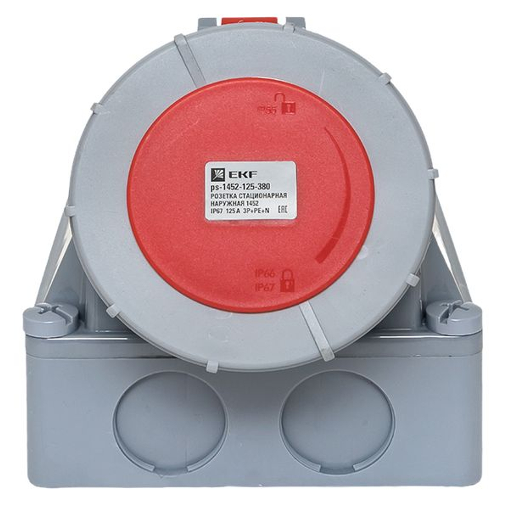 Розетка стационарная наружная 1452 3Р+РЕ+N 125А 380В IP67 EKF PROxima