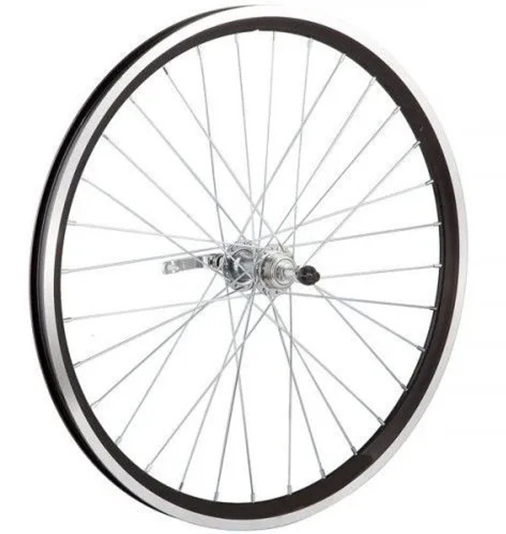 Колесо заднее, 24'', втулка WZ-201RQR, 32 отв., 135 мм, 10 мм (эксц), V-Brake, под трещотку 6/7 ск.,