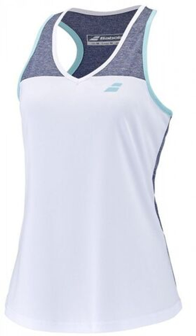 Футболка для девочки теннисная Babolat Play Tank Top Girl - white/blue heather