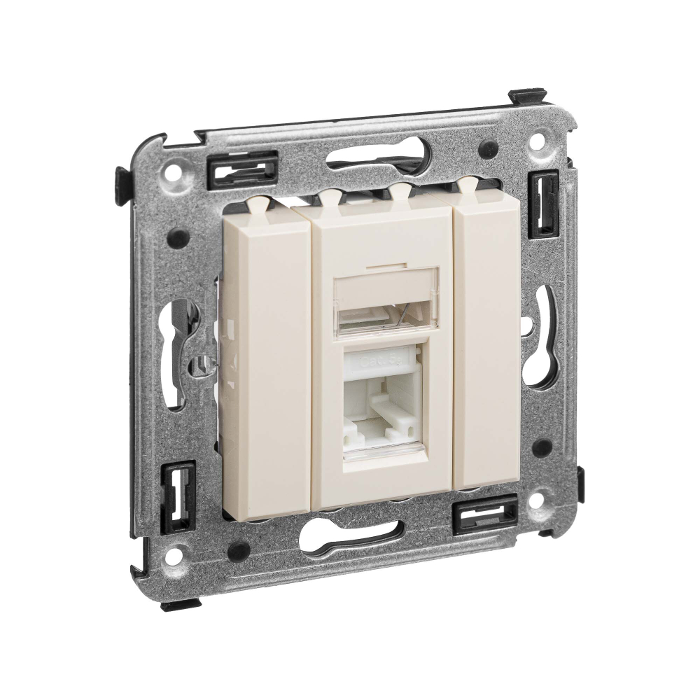 Компьютерная розетка RJ-45 в стену, кат.5e одинарная, "Avanti","Ванильная дымка"