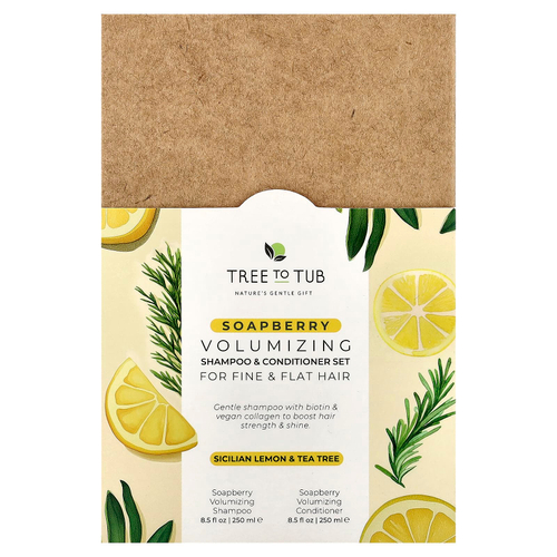 Tree To Tub, набор из шампуня и кондиционера с мыльным деревом, для тонких и тусклых волос, сицилийский лимон и чайное дерево, набор из 2 предметов по 250 мл (8,5 жидк. унции)