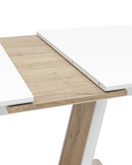 Стол обеденный Atlant раскладной 160-200*90 глянцевый белый