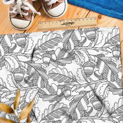 Ткань флис дубовые силуэты и желуди