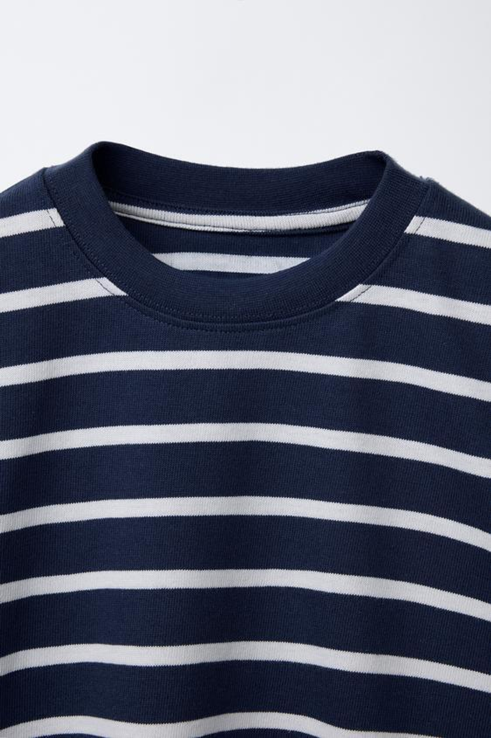 ZARA ФУТБОЛКА ИЗ ПЛОТНОЙ ТКАНИ В ПОЛОСКУ, ГОЛУБОЙ