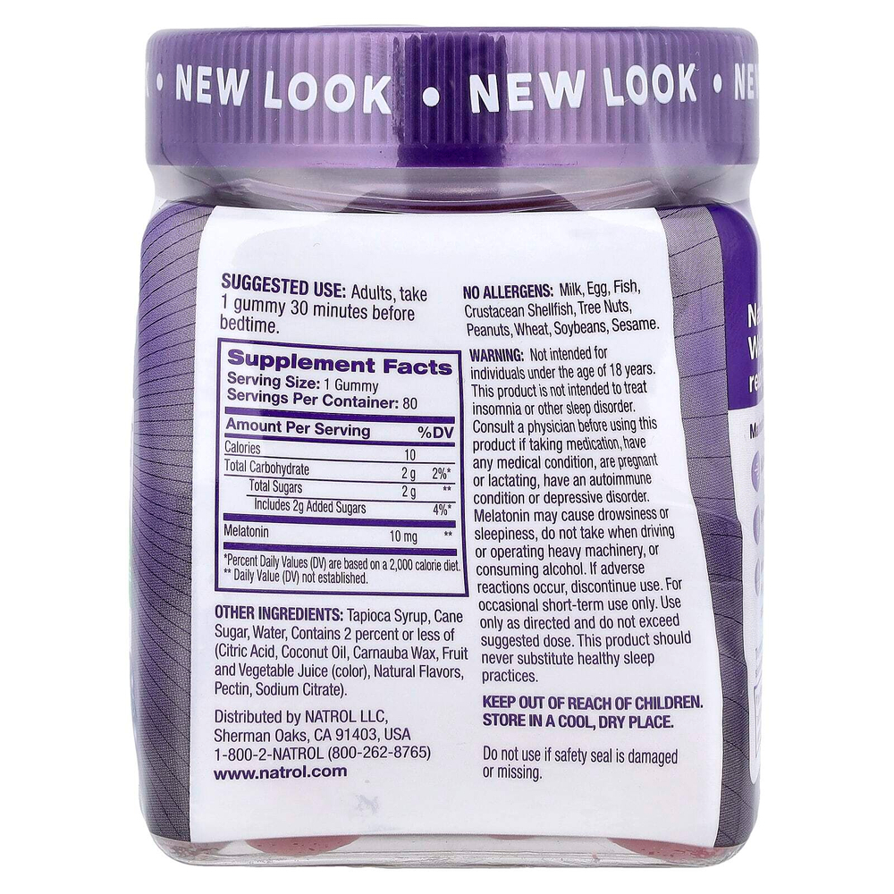 Natrol, MeltoninMax™, голубика, 10 мг, 80 жевательных мармеладок