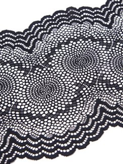 03-261 ОПТ Кружево эластичное 21 см, ажур, черный 170