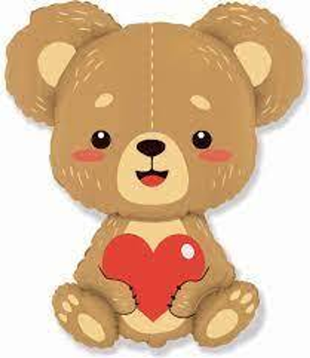 Шар (33""/84 см) Фигура, Плюшевый мишка с сердцем, 1 шт. Д001