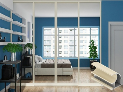 Дверь-купе 2650*700 мм, сатин молочный (латтерия), форма ручки-С