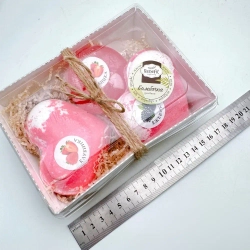 Набор бомбочек "Сердце клубника XL, сердце ежевика XL + мыло клубника"