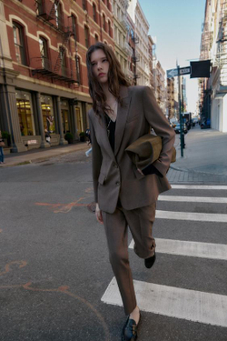 ZARA БРЮКИ С ПУГОВИЦАМИ СНИЗУ, КОРИЧНЕВЫЙ