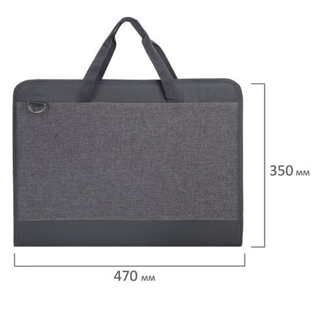 Папка сумка для рисунков и чертежей каркасная А3 (35х47 см), экокожа, BRAUBERG ART CLASSIC, 272989