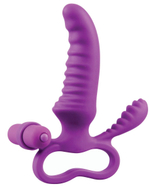 Фиолетовый стимулятор Ripple с клиторальной вибропулей - 15 см. (Цвет: фиолетовый)