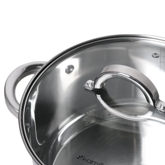 Кастрюля 6,5 л. из нержавеющей стали Kamille KM 5624S с крышкой