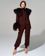 Кардиган с отделкой мехом ламы