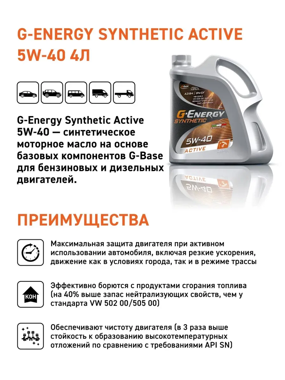 G-ENERGY Synthetic Active 5W-40 4л.