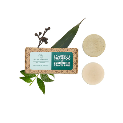 Camel Soap Factory — Balancing - Shampoo and Conditioner - Travel Pack 2 x 22g / Сбалансированный шампунь и кондиционер – дорожный набор 2 x 22г
