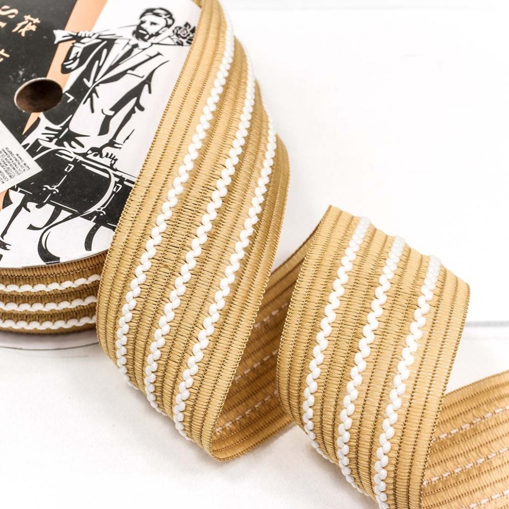 Лента Полиэстер 3,8см х 20м с зигзагом (Бежевый)