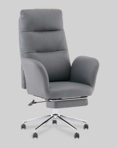 Кресло руководителя TopChairs Solid с оттоманкой серый