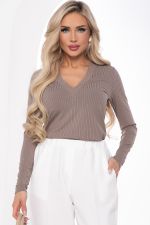 Джемпер с V-образным вырезом (шоколад) Б8274 LT Collection
