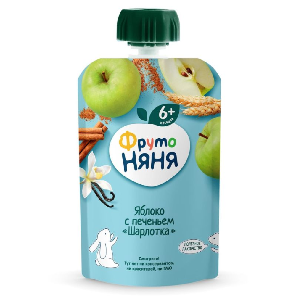 Пюре Фруто Няня Gualapack яблоко с печеньем Шарлотка 90 гр
