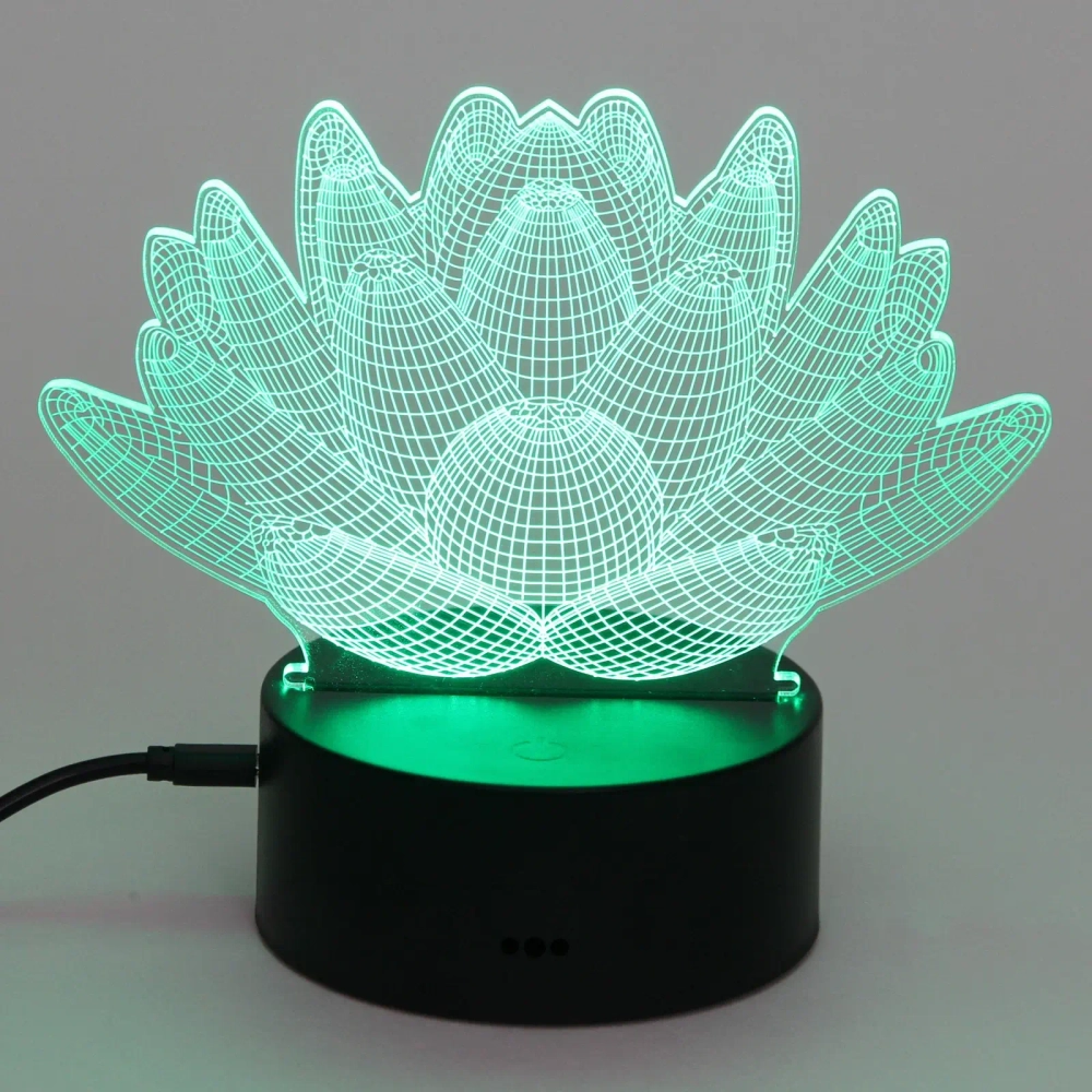 Светильник ночник «3D-Лотос» на пластиковой подставке, с включателем USB