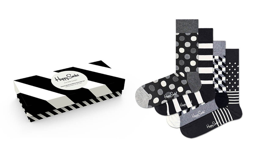 Подарочный набор носков 4-Pack Classic Black & White Socks Gift Set (Размер: 29) (Цвет: черный с белым)