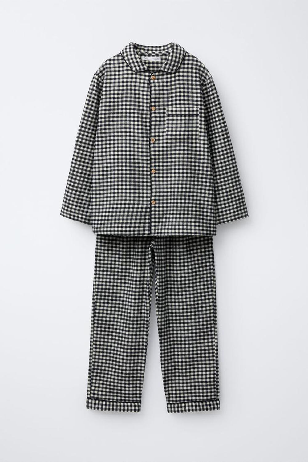 ZARA ПИЖАМА В КЛЕТКУ ВИШИ, ЧЕРНЫЙ/ЭКРЮ