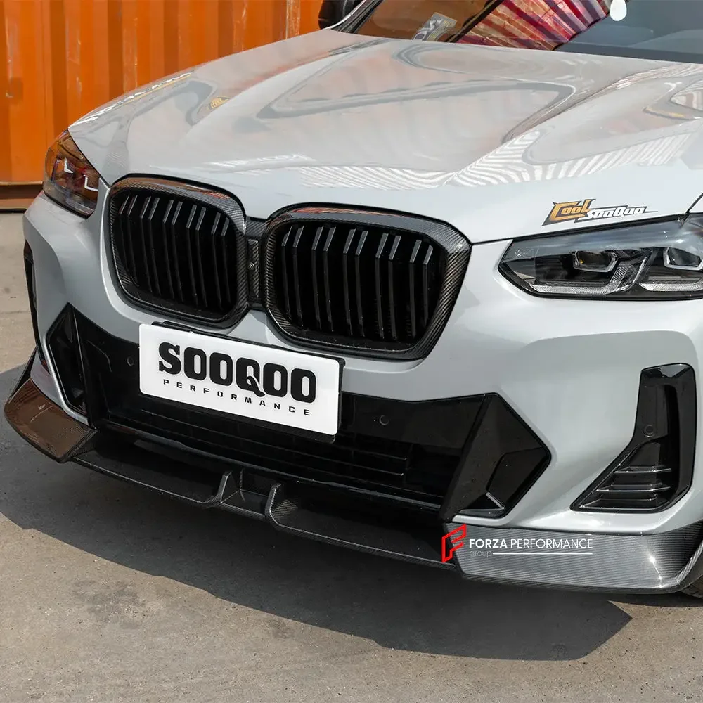 Карбоновая губа переднего бампера для BMW X3 G01 Рестайлинг 2022-2023 / X4 G02 Рестайлинг 2022+ БМВ