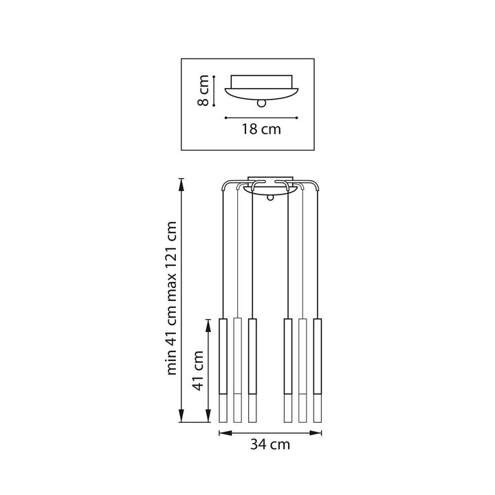 Комплект с подвесной люстрой Lightstar Tubo (574733+747133 (8 шт) L8T747133