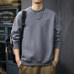 Мужская толстовка с вышивкой, зима, свободного кроя, с круглым вырезом, длинными рукавами, модная, осень-зима